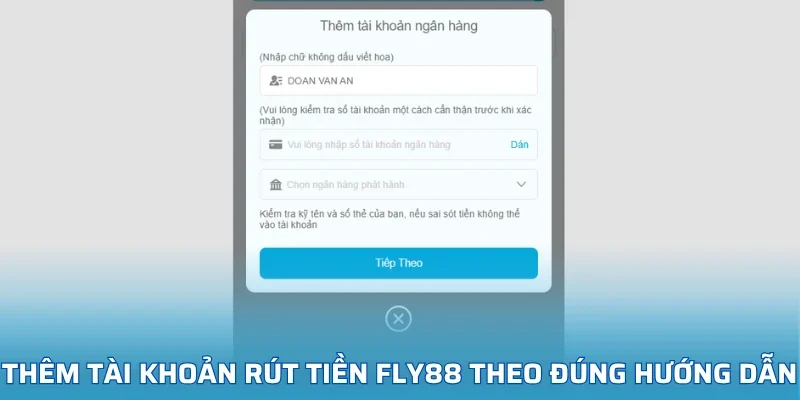 Thêm tài khoản rút tiền FLY88 theo đúng hướng dẫn