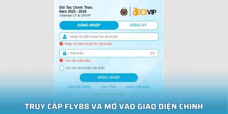 Truy cập FLY88 và mở vào giao diện chính